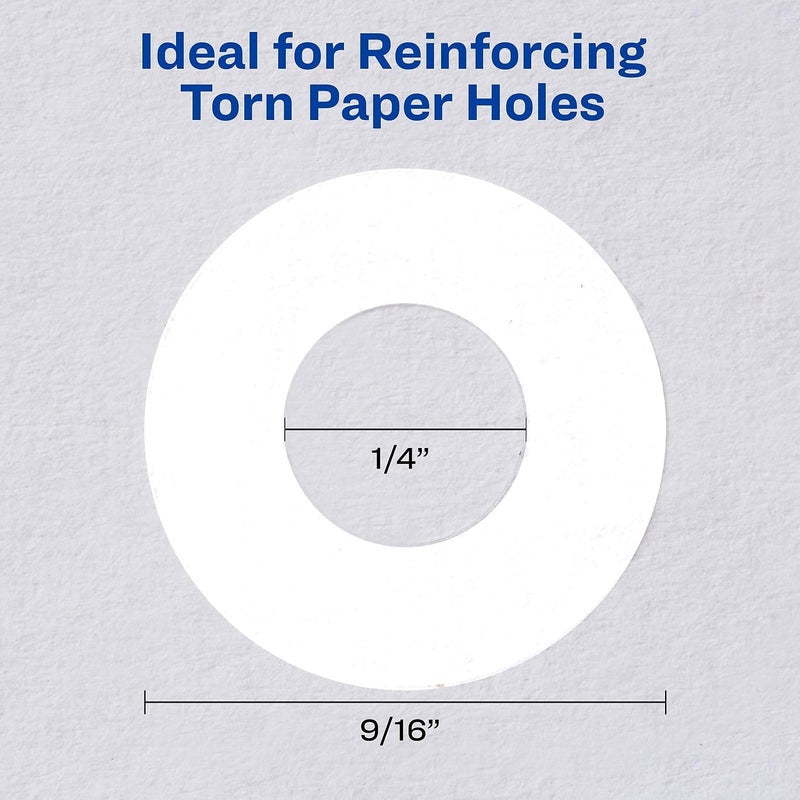 AVERY Dispenser Pack Hole Reinforcements, 0.25" Dia, White, 200/Pack, (5729) - Image 4